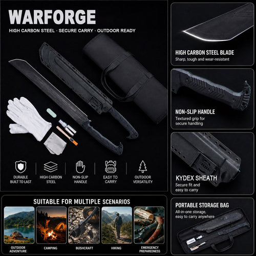 Lifeblade WARFORGE outdoor tool kit with 5160 high-carbon steel and G10 handle