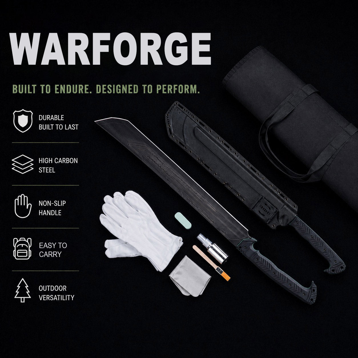 Lifeblade WARFORGE outdoor tool kit with 5160 high-carbon steel and G10 handle
