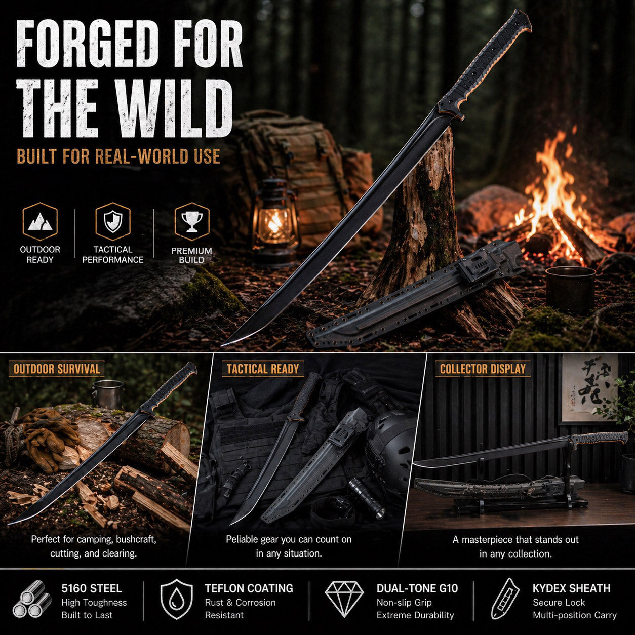 Lifeblade FALCON precision outdoor field tool with 5160 high-carbon steel and G10 handle